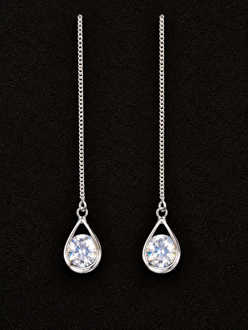CZ Teardrop Threader Earrings